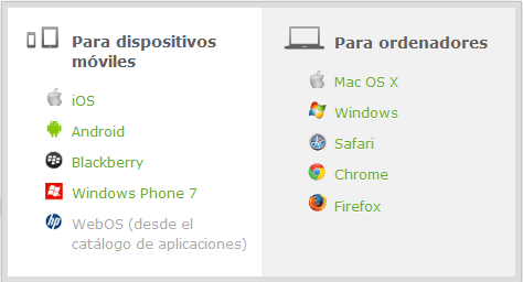 aplicaciones para dispositivos móviles, sistemas operativos y extensiones para los navegadores 