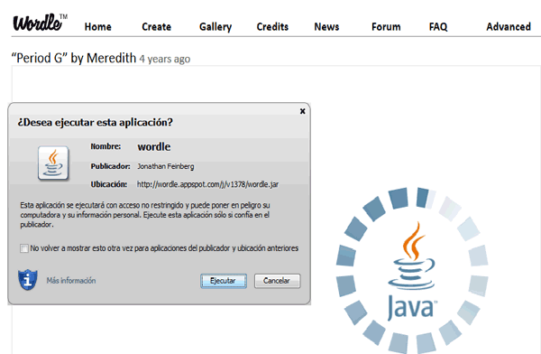 Advertencia de la activación del plugin de Java