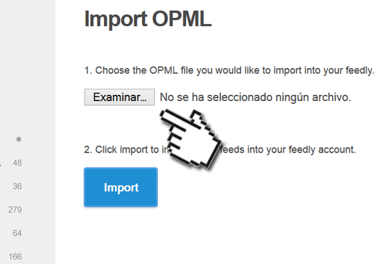 Importar un archivo OPML a feedly