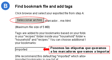Seleccionar archivo y etiquetas